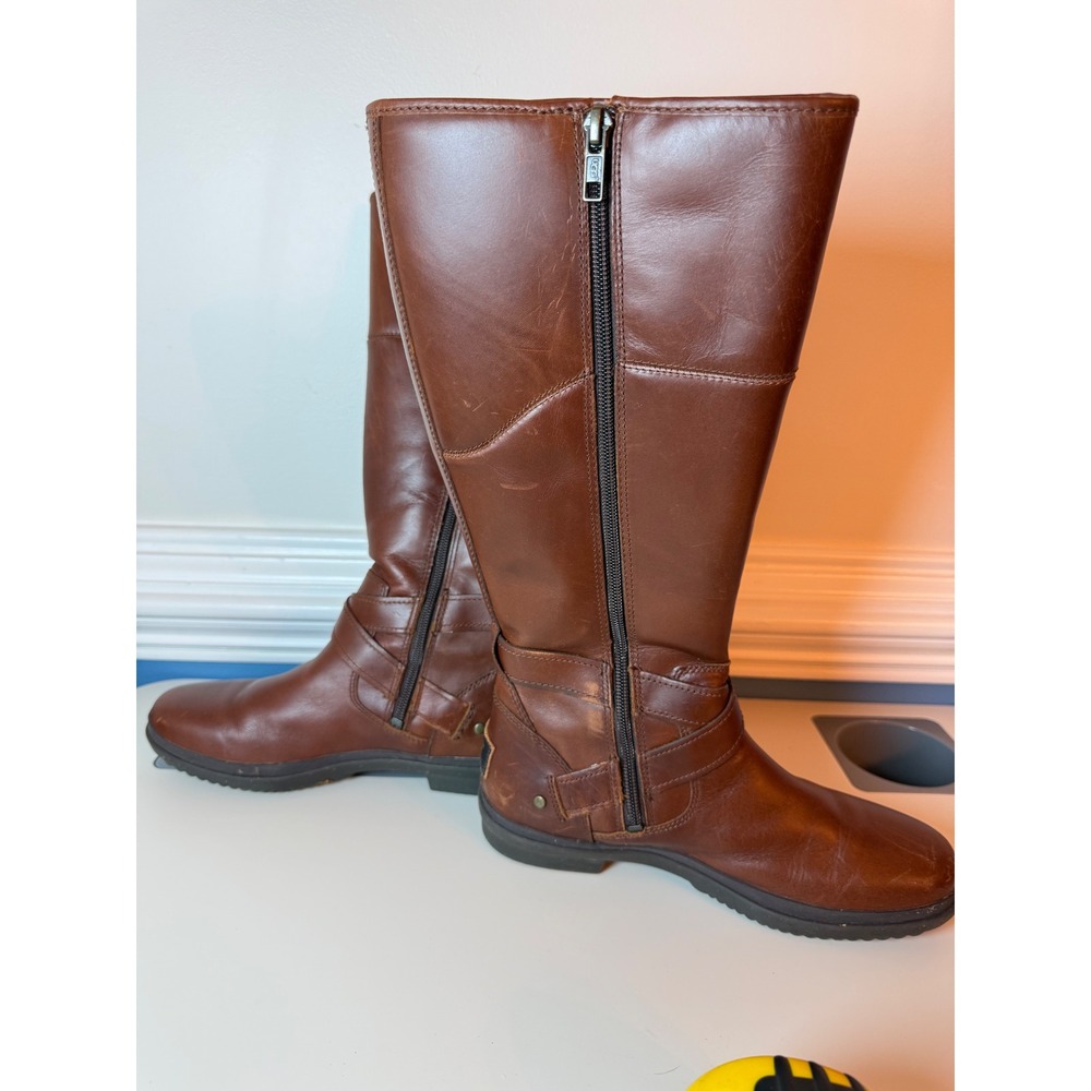 UGG Evanna tall boots in stout brown leather